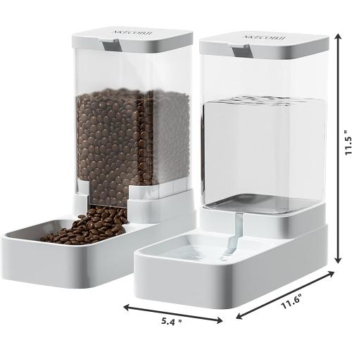 Gravity Pet Feeder and Water Dispenser Set, Automatic Dog Feeder and Dog Water Dispenser for Dogs Cats Pets Animals Large Capacity(3.8L)