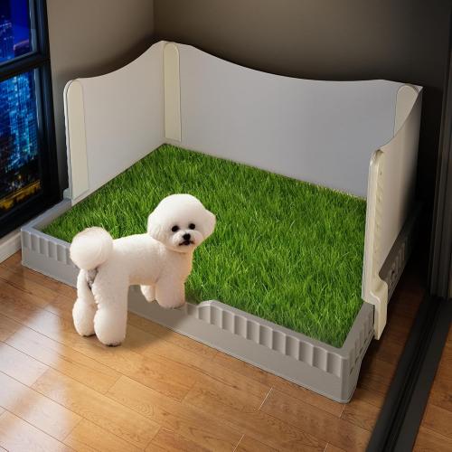 Oneluck Dog Litter Box with High Pee Walls,30 x 22 Indoor Puppy Pee Pad Holder,Protection Wall Every Side for No Leak, Spill, Accident，Grey