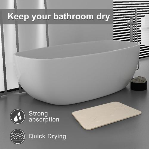 23.62x15.35 Diatomaceous Earth Shower Mat, Stone Bath Mat, Nonslip Super Absorbent Fast-Drying Hard Bath Mat for Bathroom Shower Floor, 23.62 x 15.35 inch