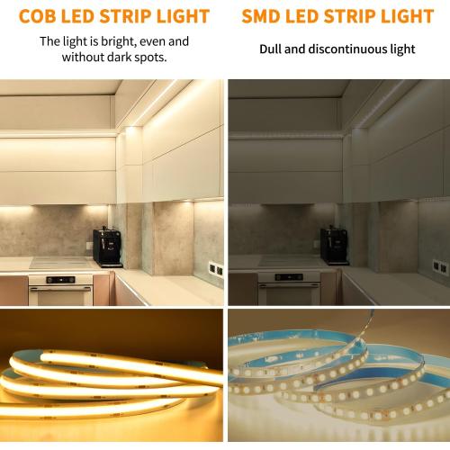 COB LED Strip Lights 100ft,3000K DC 24V Dimmable Warm White Flexible LED Rope Lights for Bedroom,with Remote and app Control LED Lights Strip for Living Room, Shelf, Cabinet
