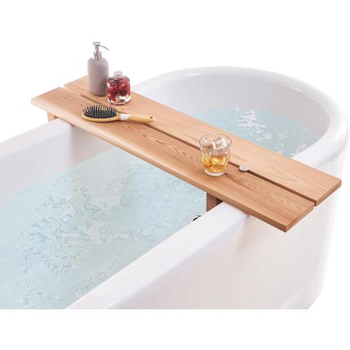 bingaai Cedar Wood Bathtub Tray 39 Inch, Adjustable Wooden Bath Tray for Tub, Wood Bath Caddy Tray for Bathtub, Bath Tray Table for Luxury Bath, Embrace Simplicity and Savor Your Soaking Moments
