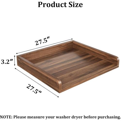 Washer Dryer Countertop, Countertop for Washer and Dryer with Non-Slip Pads and Round Corner Edge Rails, 27.5 D x 27.5 W x 3.2 H, Laundry Room Organization(Chestnut)