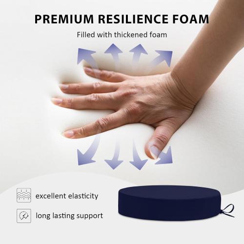 Cozyide Waterproof Outdoor Bistro Chair Cushions with Non-Slip Ties, Thickened Round Outdoor Cushions with Removable Covers, 4 Pack, 15x15x3, Navy