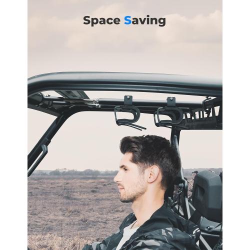 KEMIMOTO UTV Overhead Tool Holder, Hunting Tool and Bow Rack for 23 - 32 in Roll Bars Depth, Compatible with Polaris Ranger, Mule