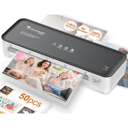 Bonsaii 9 Inch Laminator Machine with 50 Laminating Sheets, Jam-Free Tech