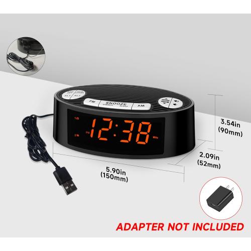 iTOMA AM/FM Alarm Clock Radio with Dual Alarm, Sleep Timer & Snooze Functions, Orange LED Display, 4-Level Dimming Option CKS3301U