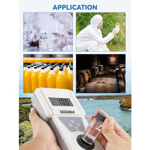 NEWTRY Turbidity Meter, Portable Digital Water Turbidimeter, ISO7027 Compliant, Accuracy 0.1, 0-200NTU, LCD with Backlight, for Lab Water Treatment Plant Wine Industry