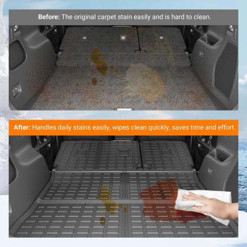 powoq Cargo Mat Compatible with 2015-2024 Ford Edge Cargo Liner Backrest Mat TPE Back Seat Protector (Only for 5-Seater) Replacement for 2015-2024 Ford Edge Accessories (Trunk Mat Backrest Mats)