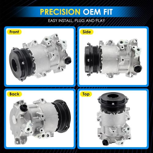 Car A/C Compressor Fit for Toyota Camry 2.4L L4 2009, Camry 2.5L L4 2010-2011 Automotive Replacement AC Compressor 158380, 8831006390, 8831033290 A/C Compressor for Car CO 11270C