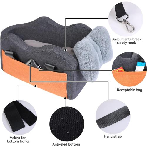Dog Car Seat for Small Dog Center Console Seat Pet Booster Seat for Car Puppy Car Seat for Small Dogs(Dark Gray)