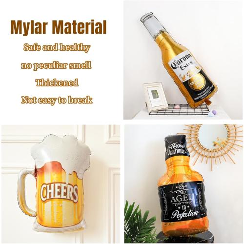 9pcs Corona Whisky Beer Mug Mylar Helium Balloons, Men Women Boys Girls Beer Themed Birthday Party Decoration, Baby Shower Engagement Decoration Supplies