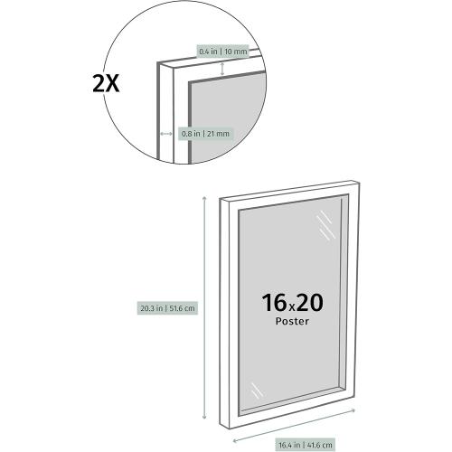 Opposite Wall Aluminium Metal Picture Frame, 16x20 in. | 41x51 cm Gold Sleek Matte, Lightweight, Shatterproof and Durable, Perfectly Crafted for Picture, Poster, Photo and Collage Displays