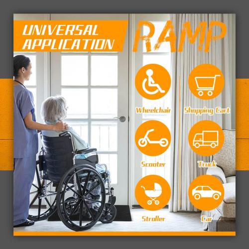 1.5'' Rise Threshold Ramp for Doorways, 2204 LBS Capacity Rubber Threshold Ramp, Non-Slip Driveway Curb Ramps Handicap Ramp for Wheelchair Scooter Stroller, Cuttable & Adjustable Size