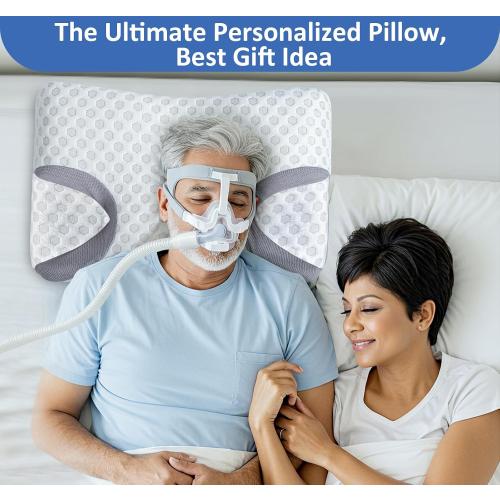 IKSTAR CPAP Pillow for Side Sleeper, Sleep Apnea Pillow for Sleeping, CPAP Nasal Pillows Suit for All CPAP Masks User, Cervical Memory Foam Neck Support Pillow Relief Neck Pain for Side Back Sleepers
