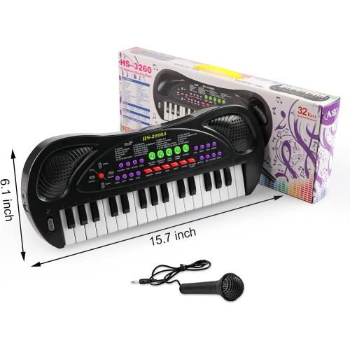 Color Black Kids Keyboard Piano, 32 Keys Multifunction Electric Keyboard Piano for Kids, Kids Piano Musical Instruments Gift Toy for 3 4 5 6 7 8 Year Old Boys and Girls (Black)