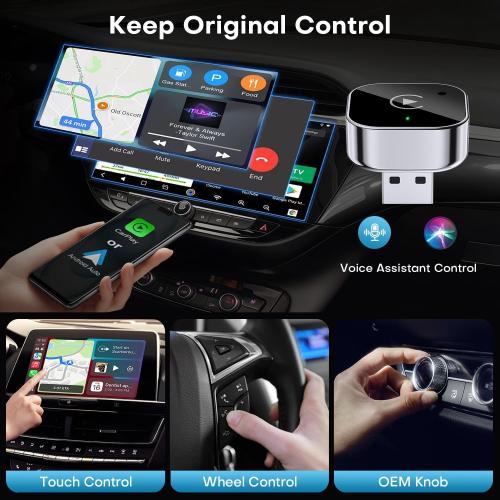2026 Upgraded Wireless CarPlay Adapter for iPhone＆Android, Mini Wired to Wireless Adapter for CarPlay ＆Android Auto, Plug and Play, Stable Connection & No Latency