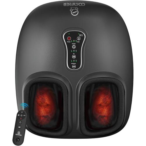COMFIER Shiatsu Foot Massager with Heat, Kneading Rolling,Vibration, Compression,Remote Control,Foot Massage for Neuropathy,Plantar Fasciitis,Size 13“