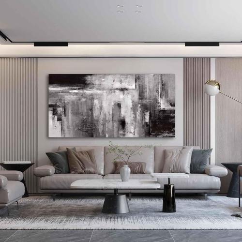 XIANSHOU Black Abstract Wall Art Living Room Decor Painting 29x 58 White Abstract Graffiti Wall Decorations for Bedroom Kitchen Dining Room Office