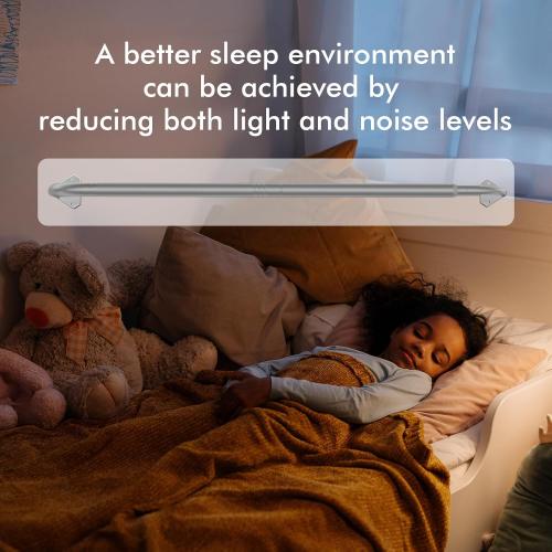 Silver Curtain Rods for Windows 48 to 84 inch, 5/8 inch Adjustable Wrap Around Blackout Curtain Rods for Bedroom & Outdoor