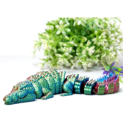 3D Printed Crocodile Model,Flexible Realistic Articulated Toys,Mystery Figurines Gifts for Easter,Executive Desk Funny Décor and Festival Collectible,Easter Basket Stuffers (RGB)