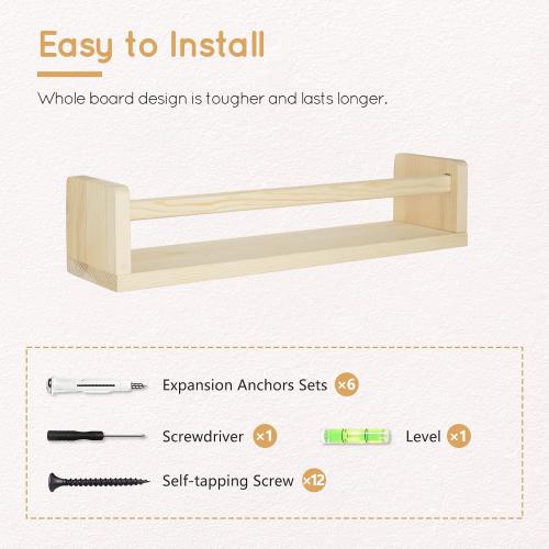 Size 23.5 inch set of 3 Nursery Book Shelves, 23.5 Inch Floating Shelves for Wall Set of 3, Wall-Mounted Bookshelves for Living Room and Nursery, Ideal for Books, Toys, Decor Display and Organization