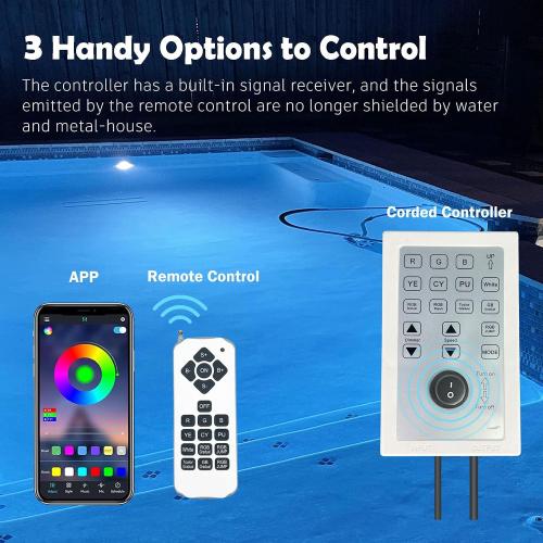 Pool Lights for Inground Pool, 20W 6 Inch Color Changing LED Inground Pool Light with Controller, Remote and APP Control for Wet Niche, Underwater Swimming Pool Lights, 100 Foot Cord