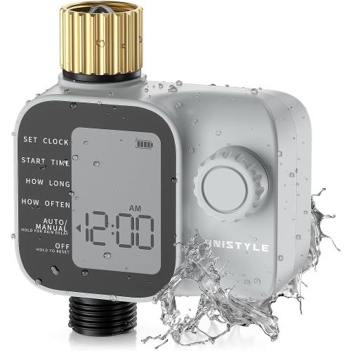 [All-New 2027] Sprinkler Timer with Brass Inlet, Unistyle Programmable Water Timer for Garden Hose, IP55 Waterproof Hose Timers with Manual and Automatic Irrigation Timers Yard Lawn Patio Heavy Duty