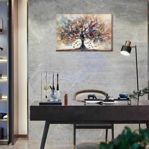 Kyiyhzp Tree of Life Canvas Wall Art plant abstract painting print artwork Modern Ready-to-Hang Decor for Living Room, Bedroom, Dining Room or Home Office, Nature Style Home Wall Decor Large