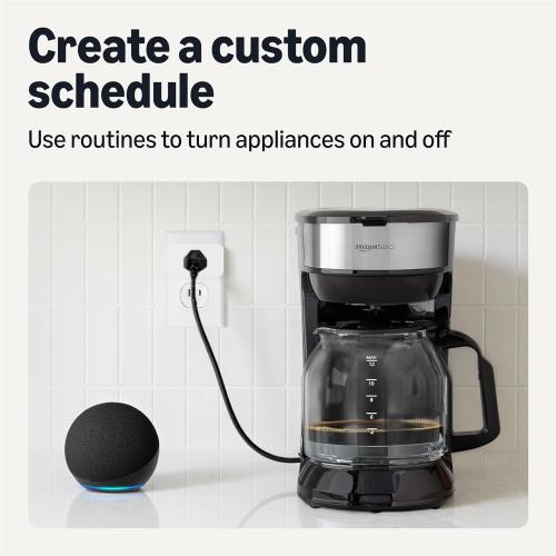 Amazon Basics Smart Plug, Matter Compatible, Compatible with Amazon Alexa, Google Home, Apple HomeKit, Matter Hub Required, 2.4 GHz Wi-Fi only, White, X-Pack