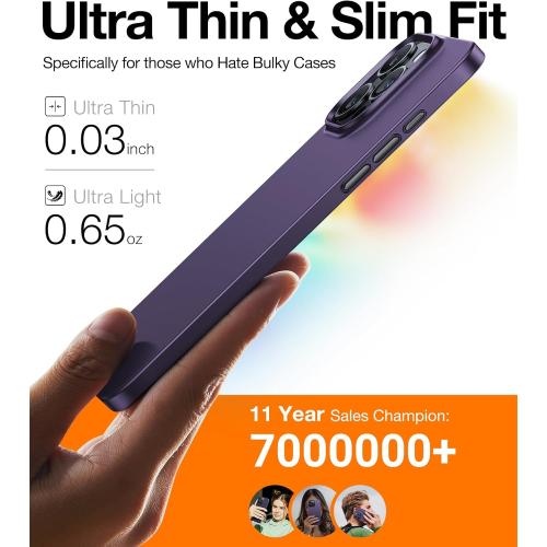 TORRAS Slim Fit Designed for iPhone 15 Pro Max Case 6.7 inch, Ultra-Thin 15 Pro Max Case 2023, Lightweight Hard PC Cover Phone Cases for iPhone 15 Pro Max Phone Case Purple, OriginFit