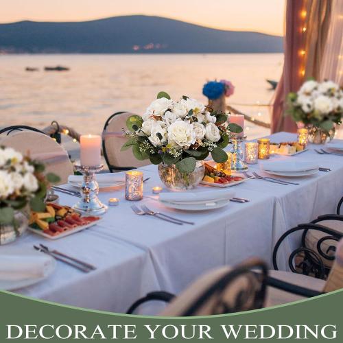 Peony Artificial Flowers, Faux Peonies Hydrangea Eucalyptus Bouquet 12 Packs Silk Vintage Realistic Peony Floral Arrangement for Wedding Centerpiece Table Vase Home Party Decor-Ivory White