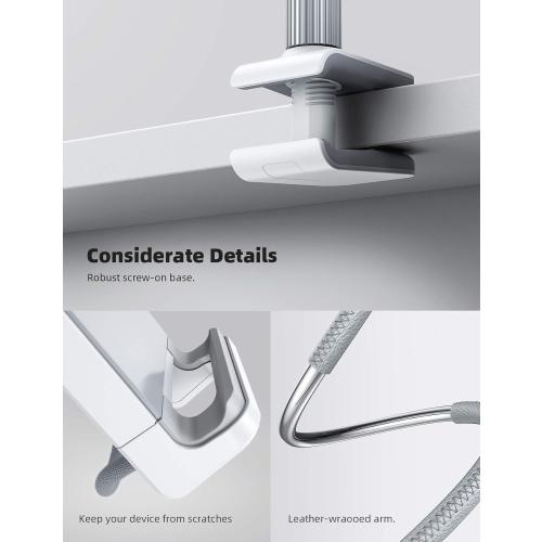 Lamicall Gooseneck Tablet Holder, Tablet Stand : Flexible Arm Clip Tablet Mount Compatible with iPad mini Pro Air, Kindle, Switch, Galaxy Tabs, More 4.7-10.5 Devices - Gray