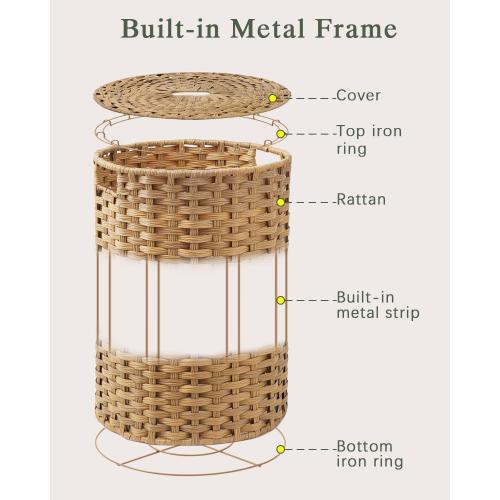 SETVSON Large Laundry Hamper Laundry Basket Round 34.3 Gal (130 L) Handwoven Wicker Laundry Baskets Rattan Laundry Basket with Laundry Bag Handles 2 Mesh Bags for Living Room Bedroom Natural