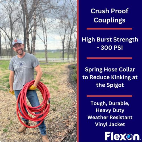 Flexon FA58100CN Farm and Ranch Garden Hose, 100 ft, Red
