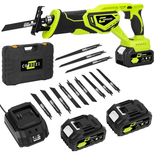 Cordless Reciprocating Saw,Brushless Cordless Saws With 21V 4.0Ah Battery Powered Electric, 0-3500SPM Variable Speed,12 Saw Blades Kit for Wood/Metal/PVC Cutting Included
