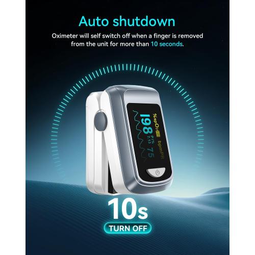 HealthTree JKS50B Fingertip Pulse Oximeter Blood Oxygen Saturation Monitor Pulse Ox, Heart Rate and Fast Spo2 Reading Oxygen Meter with OLED Screen Included Lanyard and 2 X AAA Batteries