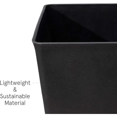 La Jolíe Muse Tall Planters 20 Inch, Flower Pot Pack 2, Patio Deck Indoor Outdoor Garden Tree Planters (Black)