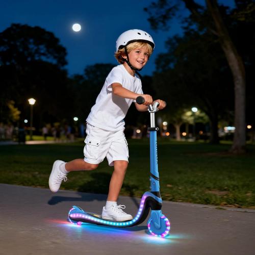 Tonbux Scooter for Kids with Light-Up Wheels & Deck, Adjustable Heights 2 Wheel Kids Scooters for Kids 5-7, Toddler Scooters with 4 Lighting Modes Deck