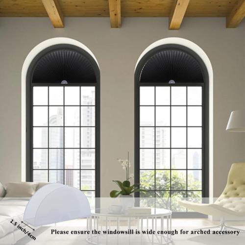 Arch Window Shade Half Circle Arched Stick on Cut to Size Half Moon Blinds | Non-Woven, Light Filtering, Radius 24 inch, Semi Circle, Half Round, Temporary Covering, Pleated Paper Blinds for Front Door