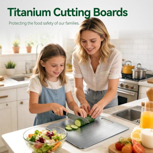 Titanium Cutting Board Set of 3,100% Pure Titanium Cutting Boards for Kitchen, Double Sided Food-Grade Chopping Board for Cutting Meat Vegetable Fruit, Dishwasher Safe