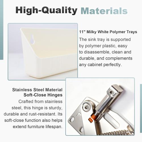 11 Soft Close Tip Out Tray for Sink, Tip-Out Trays, Sturdy and Durable, Easy to Install & Includes Detailed Instructions, Great for Maximizing Kitchen and Bathroom Storage, 2 Pack