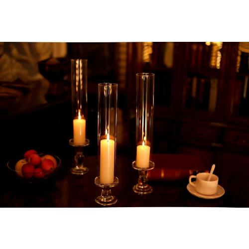 CYS EXCEL 2 PCS (H:14 D:2.5) Open Ended Glass Hurricane Candleholder Tube Shade | Open Flame Candle Chimney Tube Cover | Bottomless Cylinder
