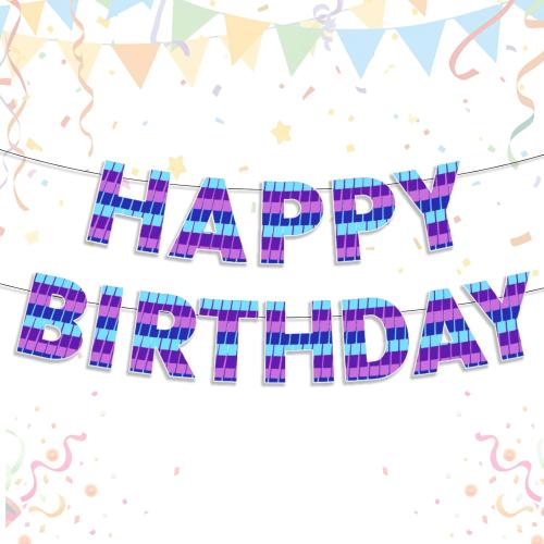 Video Game Happy Birthday Banner Gaming Party Banner for Girls Boys Birthday Party Supplies Decoration Hanging Wall Backdrops Banners for Baby Shower Theme Background Decoration