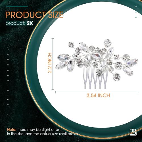 2 Pcs Bridal Wedding Hair Comb Rhinestone Silver Bridal Side Comb Crystal Rhinestone Hair Accessories for Women and Girls