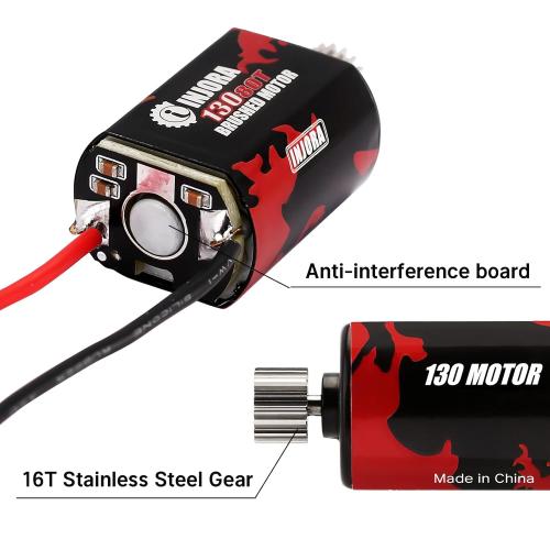 INJORA 130 Brushed Motor 80T with Stainless Steel Pinion for FMS FCX24 1/24 RC Crawler Upgrade