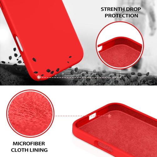 DOMAVER Case for iPhone 16 Pro Max 6.9'' Smooth Liquid Silicone Soft Gel Rubber Microfiber Lining Cushion Cover Shockproof Protective Phone Cases Compatible with iPhone 16 Pro Max - Red