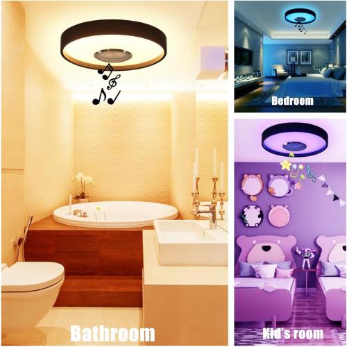 Bathroom Ceiling Light Waterproof Shower Light with Bluetooth Speaker 11Inch 18W Ceiling Fixture Dimmable RGB Color Change with APP and Remote Led Music Ceiling Lamp for Kids Room Bedroom