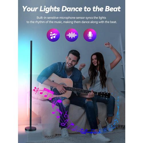 Corner Floor Lamp, LED Corner Lamp with App and Remote Control, RGBICW 16 Million DIY Colors & 68  Scene, Music Sync, Color Changing Smart Ambient Light for Living Rooms, Bedrooms, and Gaming Rooms