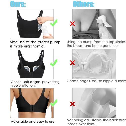 Hands Free Pumping Bra Hands-Free Breast Pump Bra Nursing Bras for Pumping Adjustable Breast-Pumps Holding and Nursing Bra (Black, Small)