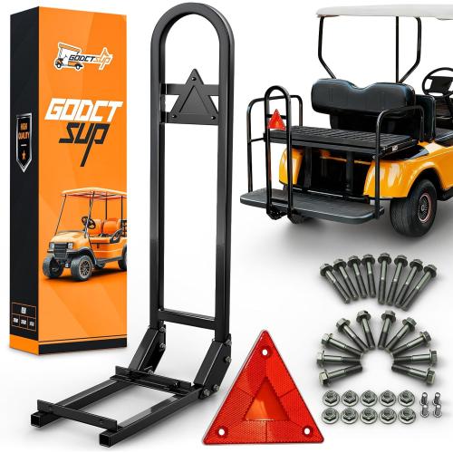 Golf Cart Rear Seat Grab Bar, Fits Club Car EZGO Yamaha(2 2) /(4 2) Passenger Golf Cart with Metal Footplates, Universal Golf Cart Safety Grab Bar, Detachable & Easy to Install